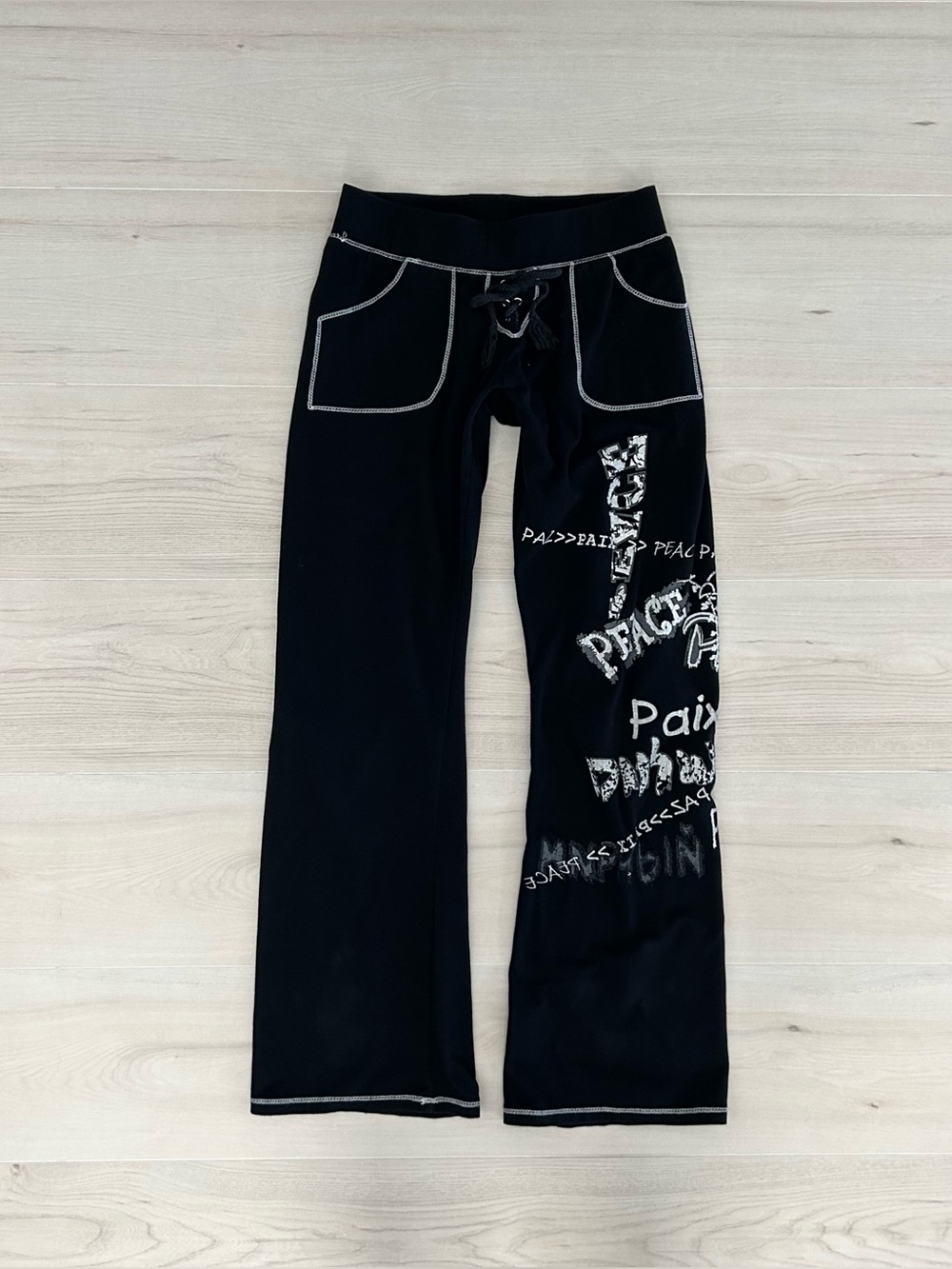 y2k funk factory black and white low rise peace sweatpants